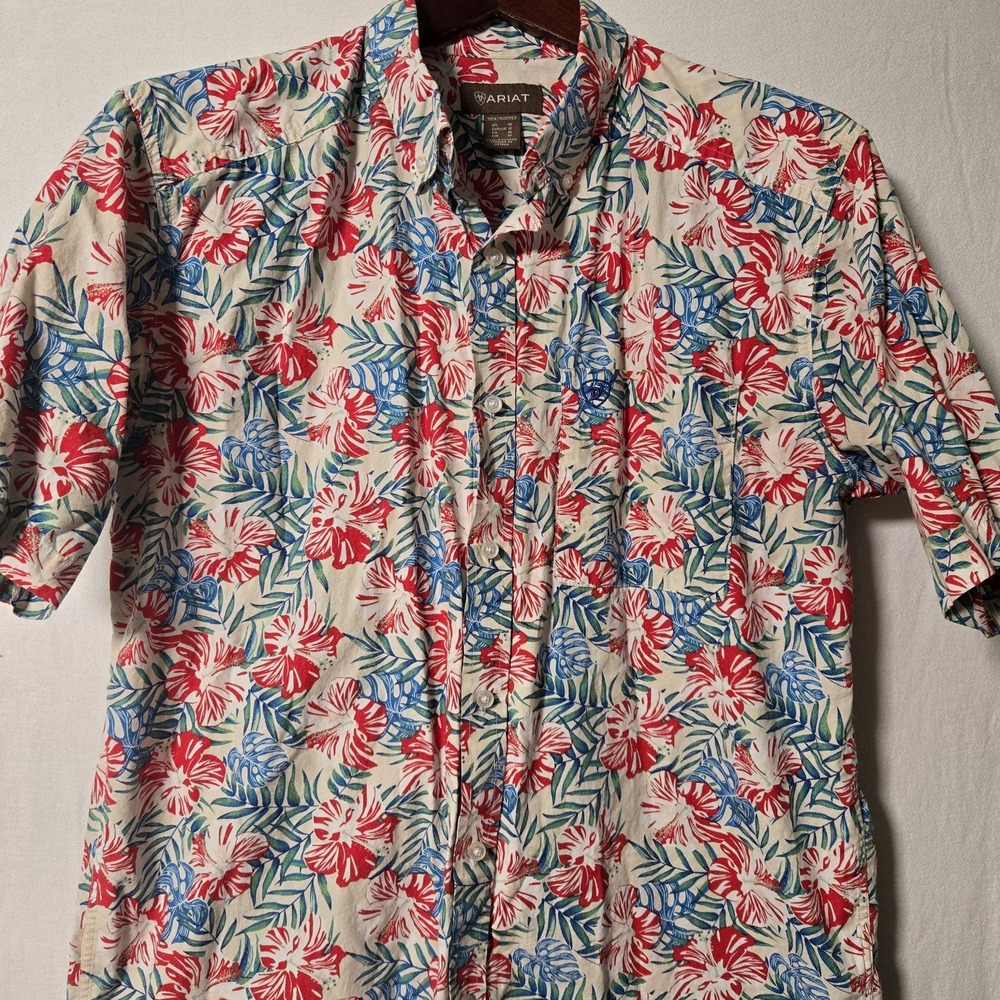 Ariat Men's L Dillan Beacon short sleeve shirt vibrant tropical floral pattern